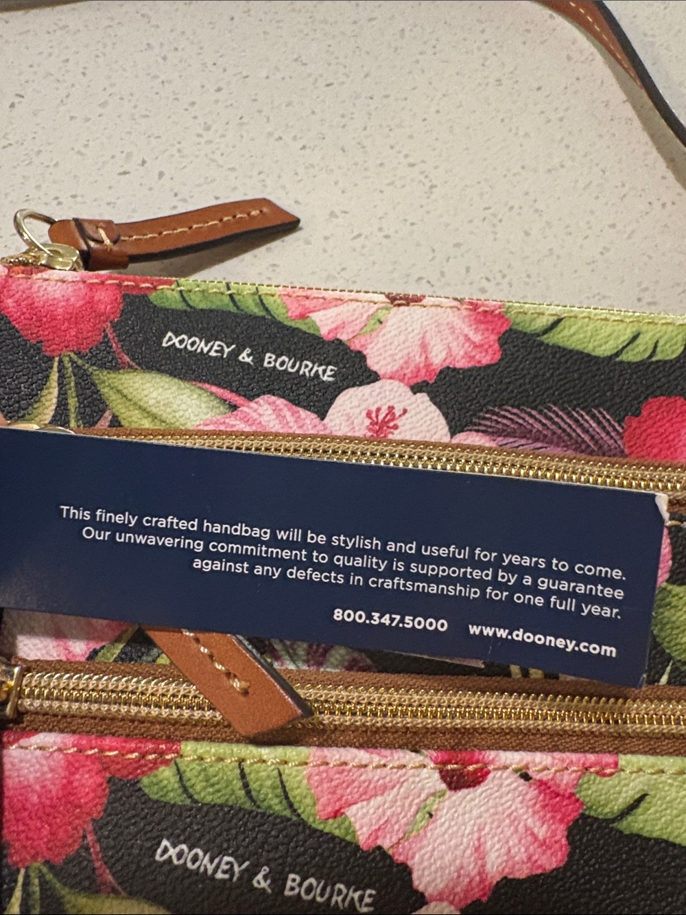 Dooney & Bourke Black Crossbody with Pink Floral Hibiscus Print - Picture 3 of 12